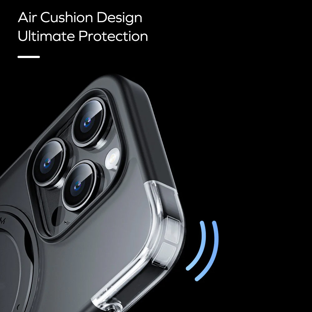 Picture of Apple iPhone 15 Pro 6.1 Case | Momax CaseForm Roller Magnetic Case with Rotatable Stand Drop Protective Case iPhone 15 Pro 6.1 (Matte Black)