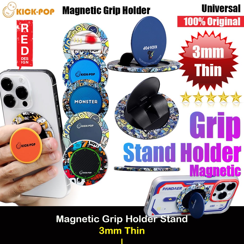 Picture of Kickpop Magnetic O Ring Grip Holder Stand Finger Grip Kickstand for Magnetic Device | Phone (Monster Black Orange)