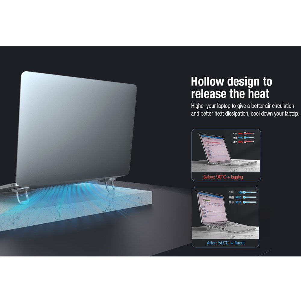 Picture of Nillkin Bolster Plus Laptop Tablet Mini Stand Foldable Portable Stand Holder Heat Dissipation for Laptop Notebook (Silver)