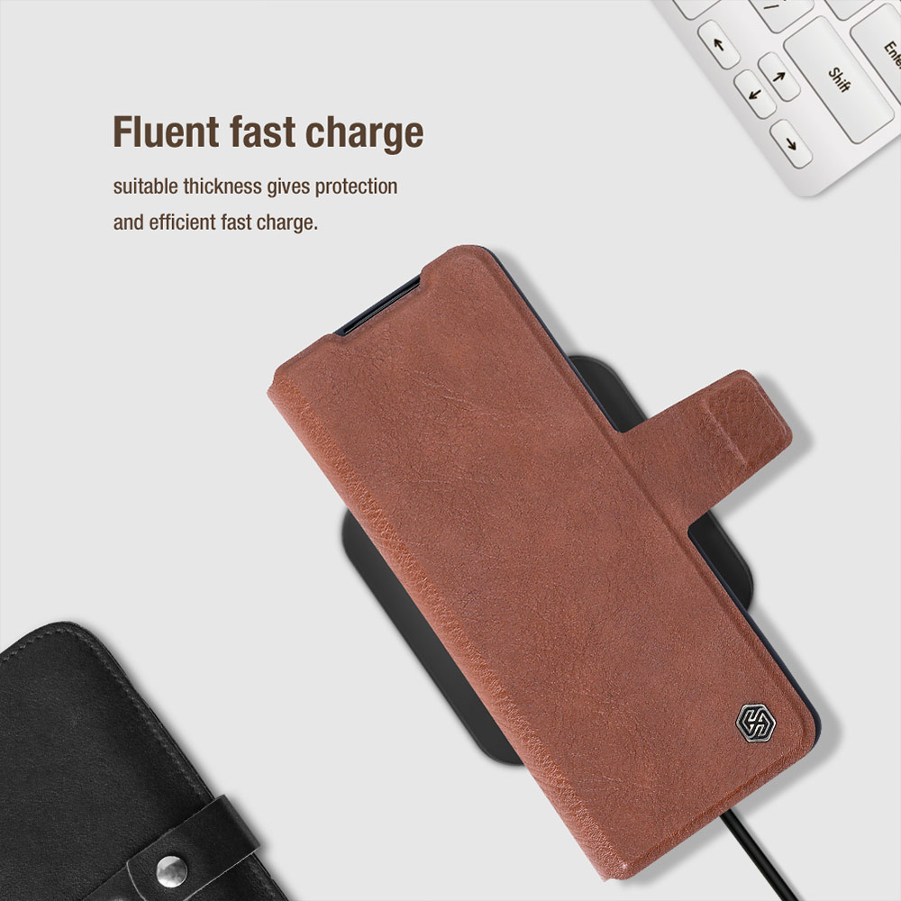 Picture of Samsung Galaxy Z Fold 5 Case | NILLKIN Aoge Leather Case Standable Case with S Pen Holder for Galaxy Z Fold 5 (Black)