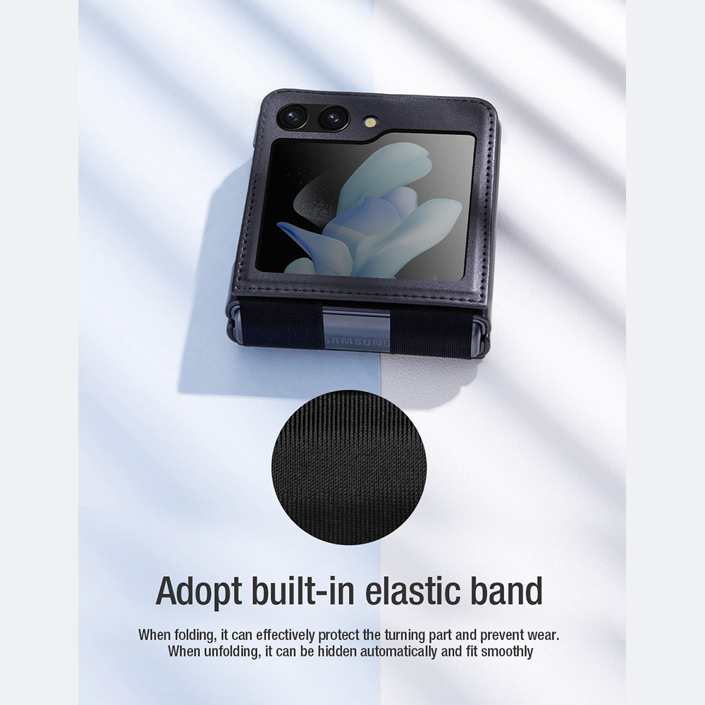 Picture of Samsung Galaxy Z Flip 5 Case | Nillkin Qin Slim and Light PU Vegan Leather and PC Protection Case for Samsung Galaxy Z Flip 5 (Black)