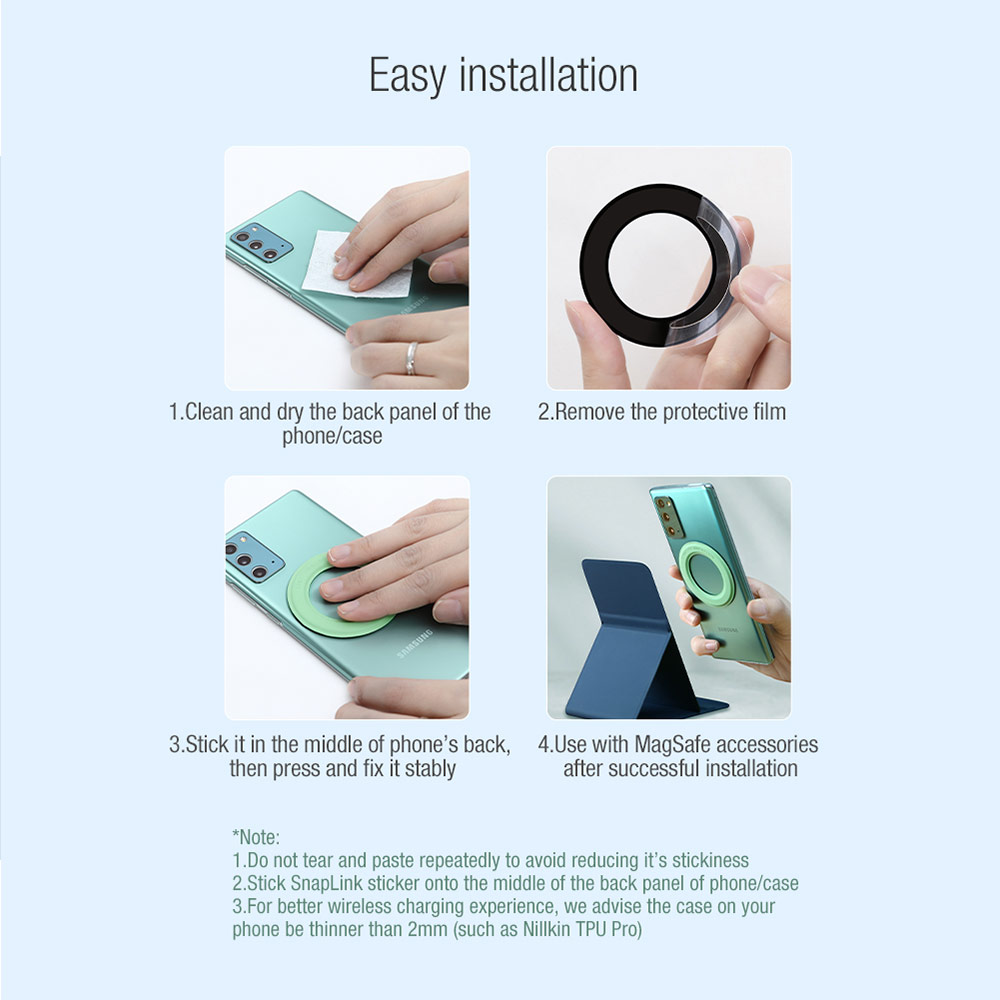 Picture of Apple iPhone 12 6.1  | Nillkin Snap Link Magnetic Sticker Compatible with MagSafe for iPhone 12 Pro Max iPhone 13 Pro Max Others Smartphone (Green)