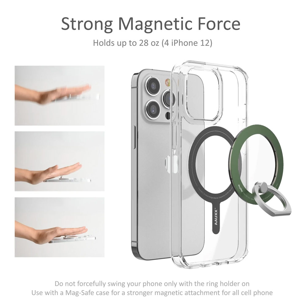 Picture of AAUXX iRing Mag Magnetic Ring Holder Phone Grip and Kickstand Stand Compatible with Magsafe (Smoky Black)