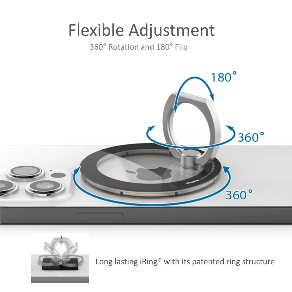Picture of AAUXX iRing Mag Magnetic Ring Holder Phone Grip and Kickstand Stand Compatible with Magsafe (Smoky Black)