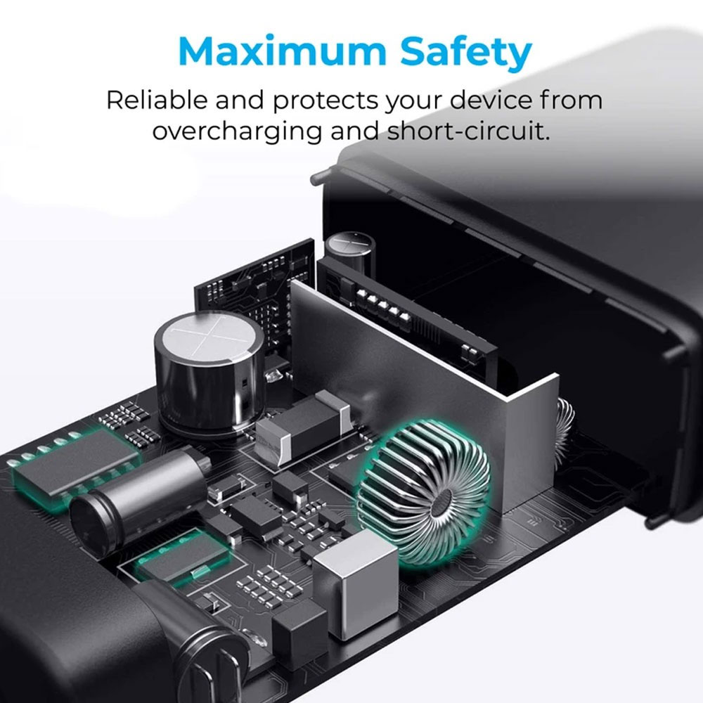 Picture of Promate GaN USB-C Charger Powerful 90W Dual USB-C Laptop Charger with Fast Charging GaN Technology Power Delivery Wall Adaptor UK and Adaptive Fast Charging for MacBook Pro Macbook Air iPad Pro iPhone 13 Series 14 Pro Max Plus iPad Air GaNPort-90PD