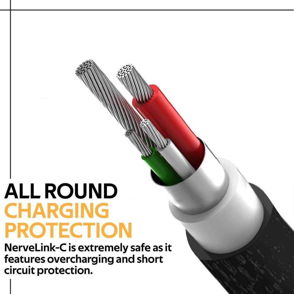 Picture of Promate USB-C™ Cable 3A Fast Charging Heavy Duty Fast Sync Charge 1.2 Meter USB-A to Type C Cable Nervelink-C (Black)