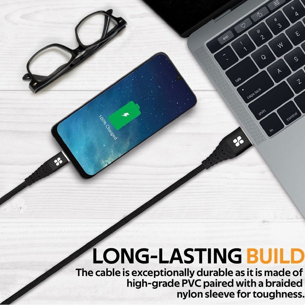 Picture of Promate USB-C™ Cable 3A Fast Charging Heavy Duty Fast Sync Charge 1.2 Meter USB-A to Type C Cable Nervelink-C (Black)