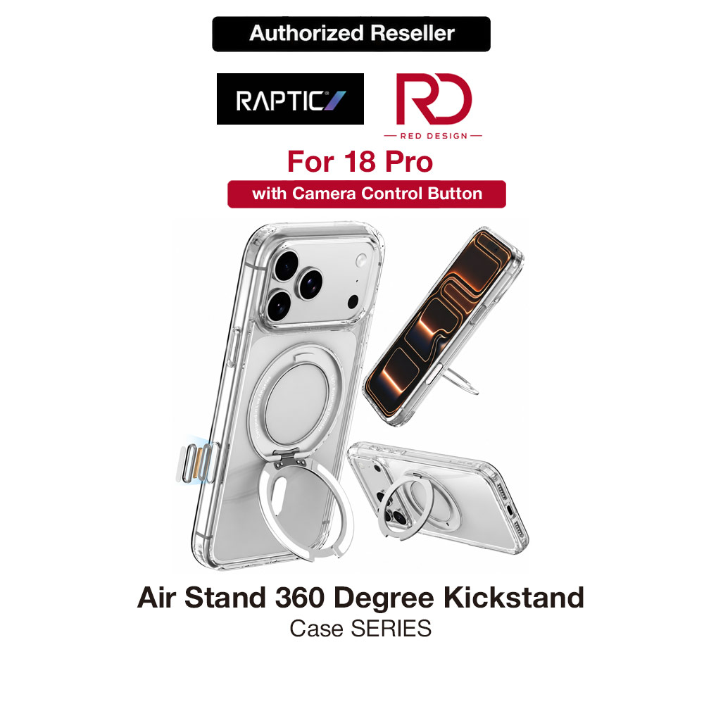 Picture of RAPTIC Air Stand 360 Degree Rotatable Kickstand Drop Protection Case for iPhone 18 Pro – Clear Apple iPhone 18 Pro- Apple iPhone 18 Pro Cases, Apple iPhone 18 Pro Covers, iPad Cases and a wide selection of Apple iPhone 18 Pro Accessories in Malaysia, Sabah, Sarawak and Singapore 
