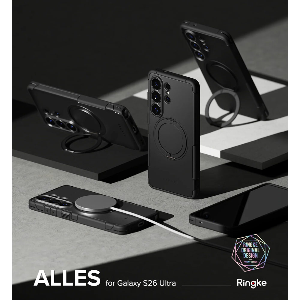 Picture of Samsung Galaxy S26 Ultra Case | Ringke Alles Dual Layer Drop Protection Case with Kickstand for Samsung Galaxy S26 Ultra (Black)