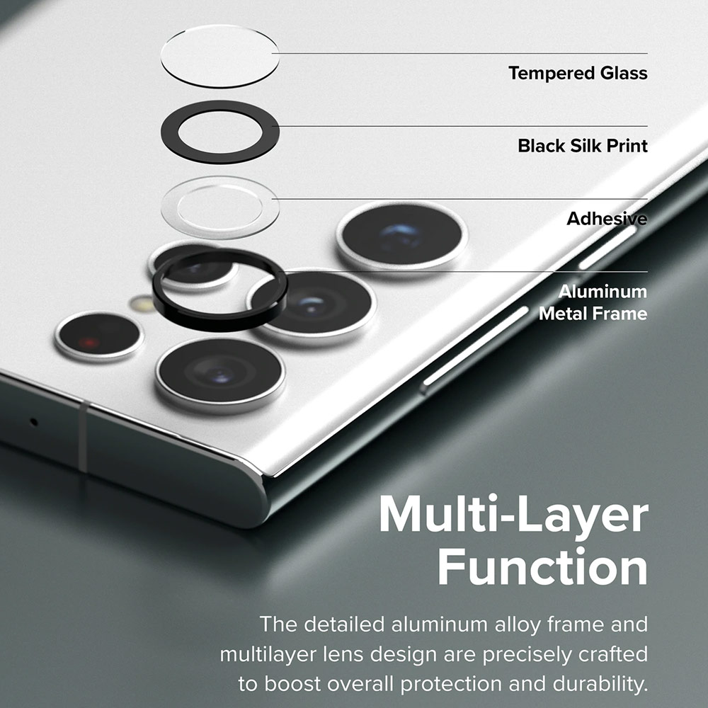 Picture of Samsung Galaxy S22 Ultra 5G 6.8  | Ringke Camera Lens Frame Glass Protector for Samsung Galaxy S22 Ultra (Black)