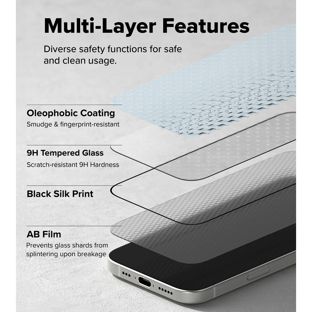 Picture of Apple iPhone 17 6.3 Screen Protector | Ringke Easy Slide Tempered Glass Screen Protector for iPhone 17 6.3  (Clear) 2pcs