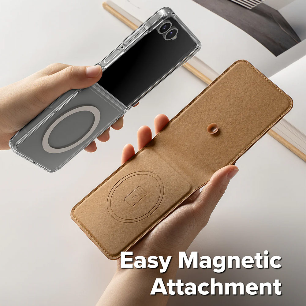 Picture of Samsung Galaxy Z Flip 7  | Ringke Folio Grip Wallet Magnetic for Samsung Galaxy Z Flip 7 (Brown)