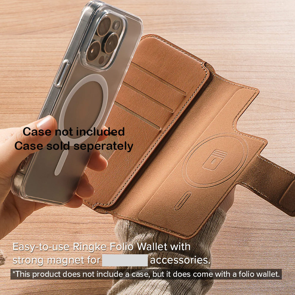 Picture of Apple iPhone 15 Plus 6.7  | Ringke Folio Wallet Magnetic Flip Cover Card Holder for iPhone 16 Pro Max iPhone 16 Plus (Brown)
