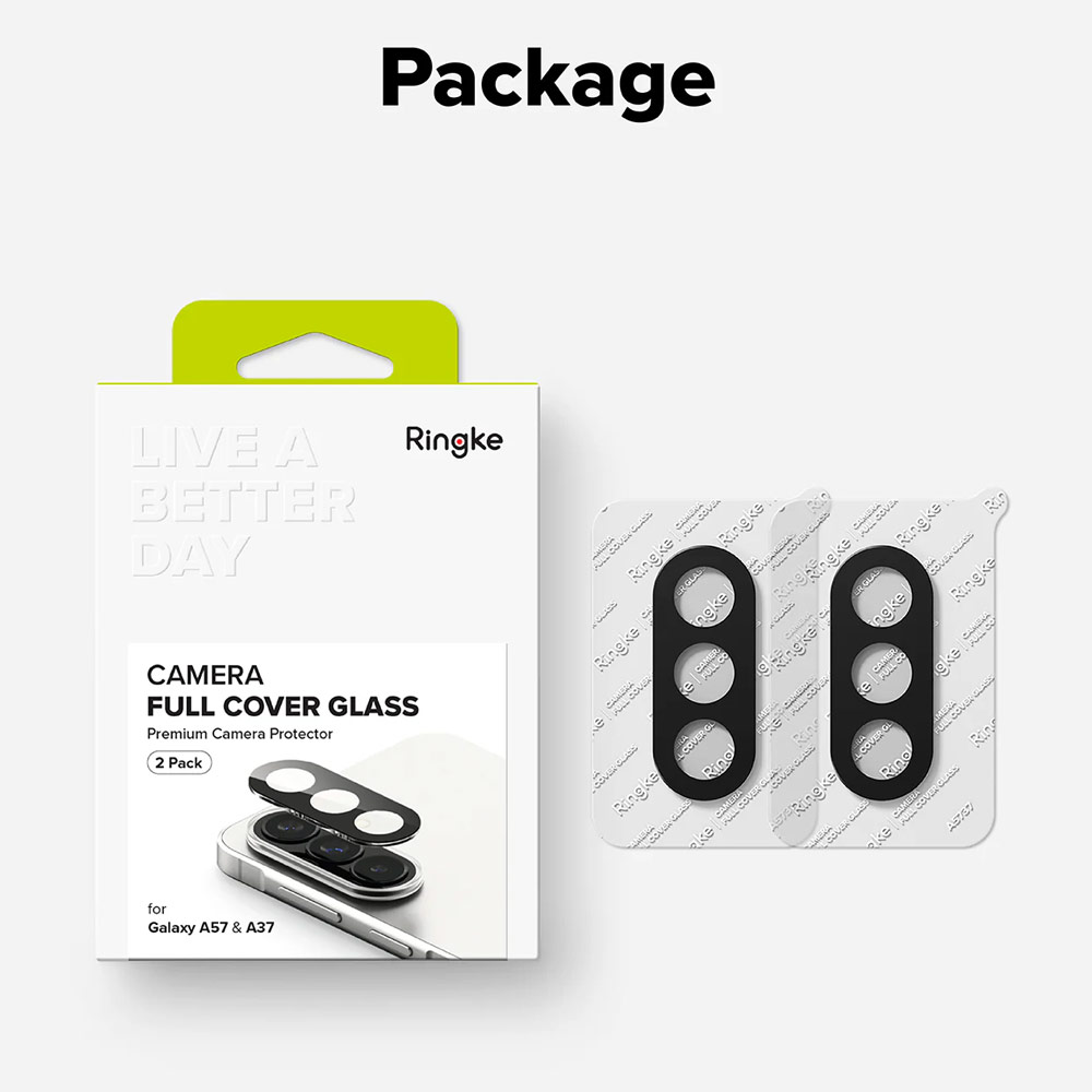 Picture of Samsung Galaxy A57  | Ringke Full coverage camera protector  with Easy Installation for Samsung Galaxy A57 (Black)
