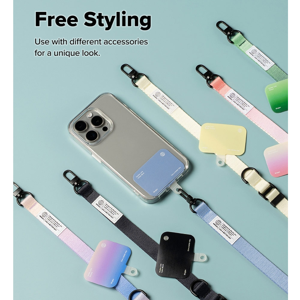 Picture of Ringke Holder Link Snap Hook Crossbody Lanyard Shoulder Adjustable Phone Strap for closed-bottom phone case (Butter Yellow)