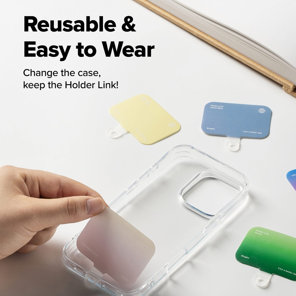 Picture of Ringke Holder Link Snap Hook Crossbody Lanyard Shoulder Adjustable Phone Strap for closed-bottom phone case (Butter Yellow)