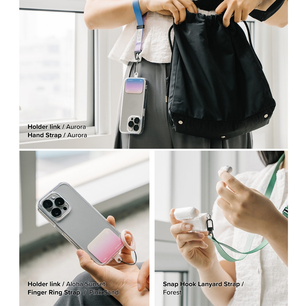 Picture of Ringke Holder Link Snap Hook Crossbody Lanyard Shoulder Adjustable Phone Strap for closed-bottom phone case (Butter Yellow)