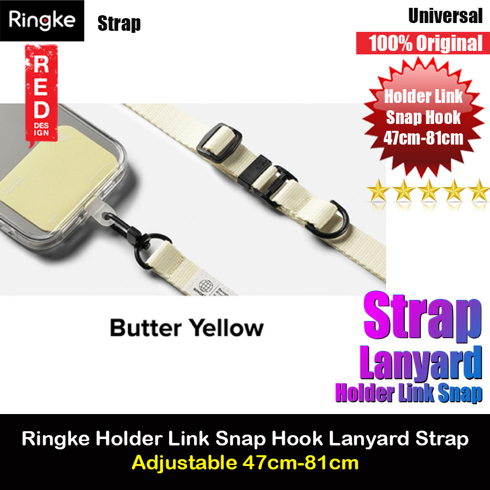Picture of Ringke Holder Link Snap Hook Crossbody Lanyard Shoulder Adjustable Phone Strap for closed-bottom phone case (Butter Yellow) Red Design- Red Design Cases, Red Design Covers, iPad Cases and a wide selection of Red Design Accessories in Malaysia, Sabah, Sarawak and Singapore 