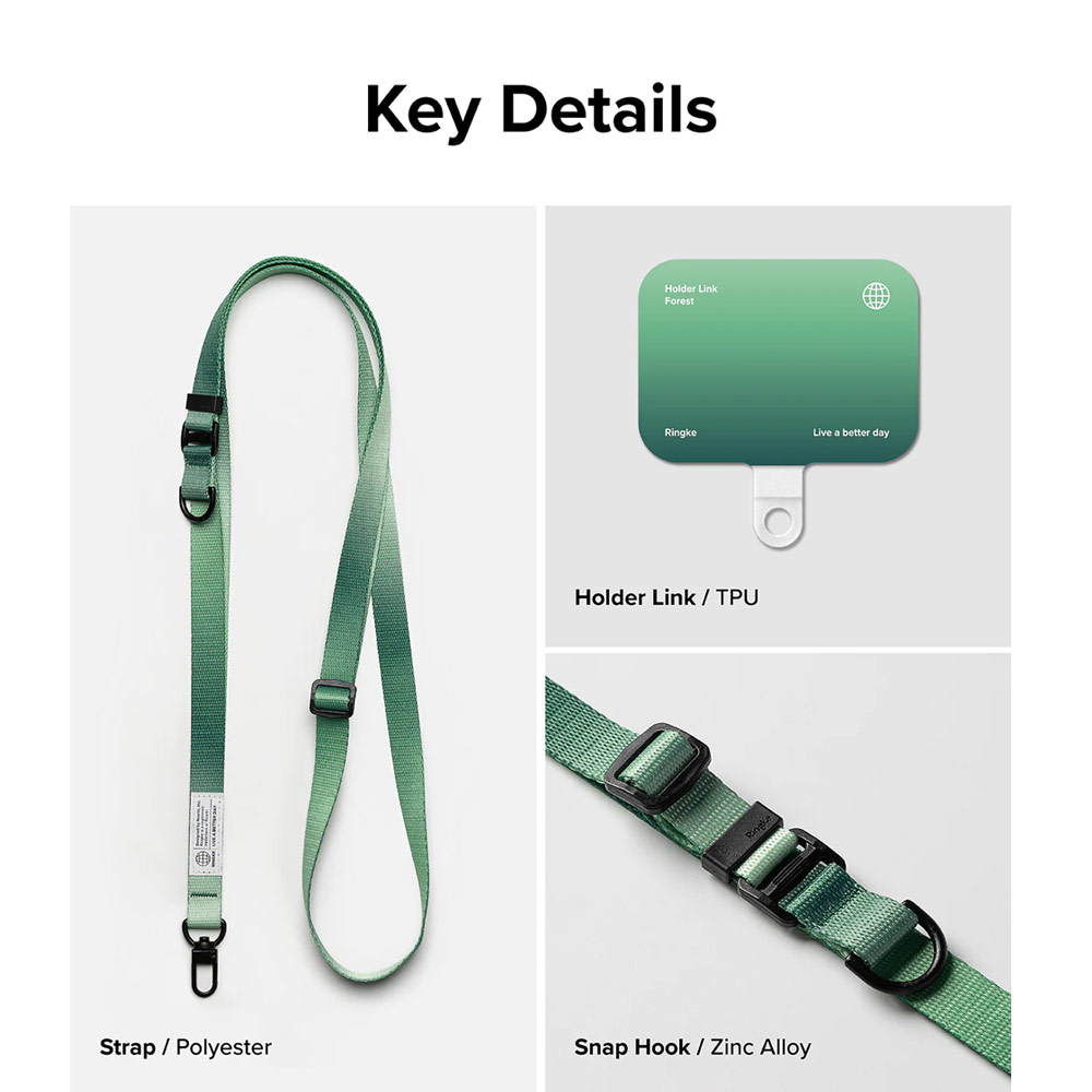 Picture of Ringke Adjustable Shoulder Holder Link Snap Hook Lanyard Crossbody Phone Strap for Phone case (AURORA)