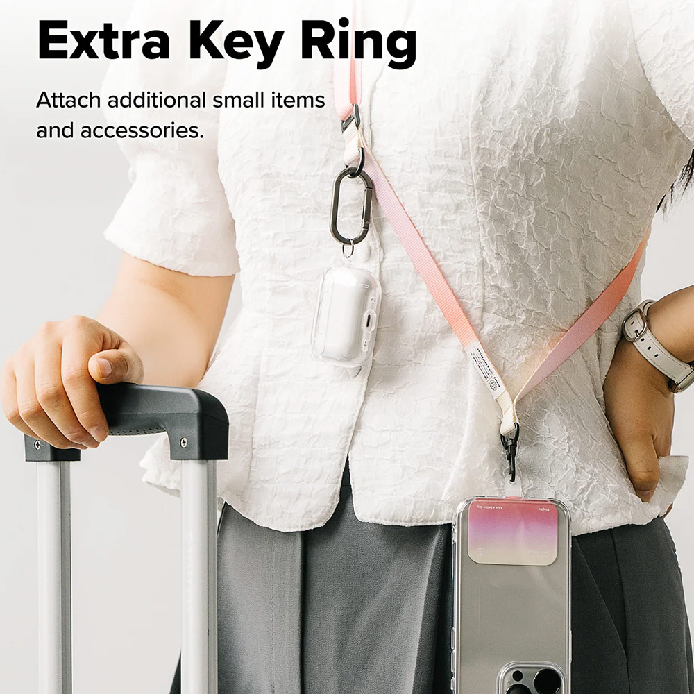 Picture of Ringke Adjustable Shoulder Holder Link Snap Hook Lanyard Crossbody Phone Strap for Phone case (Marble Brown)