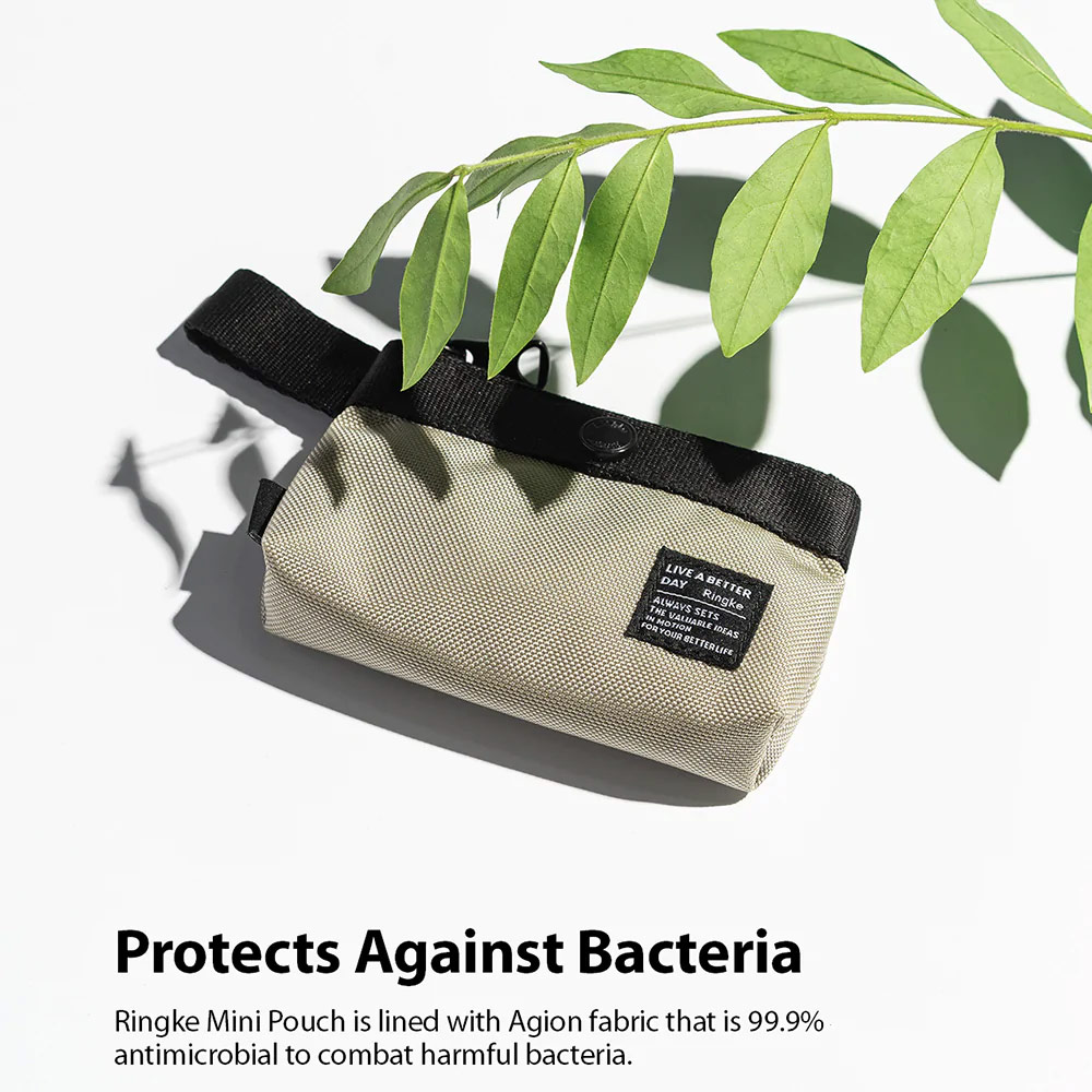 Picture of Ringke Mini Pouch 2 Way Bag Miniature with Zipper Closure with Carabiner for Small Gadgets (Black)