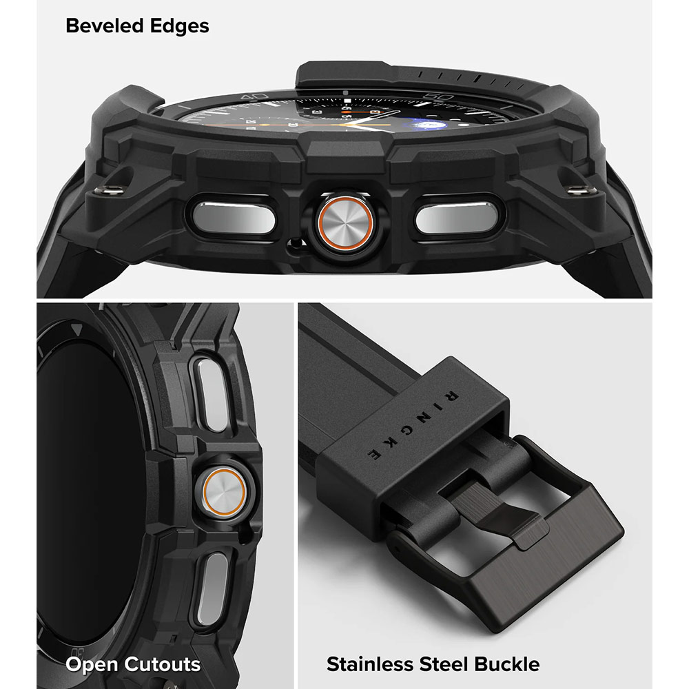 Picture of Samsung Galaxy Watch 8 Classic 46mm Case | Ringke Case and Band Strap Rugged Gear for Samsung Galaxy Watch 8 Classic 46mm (All Black)