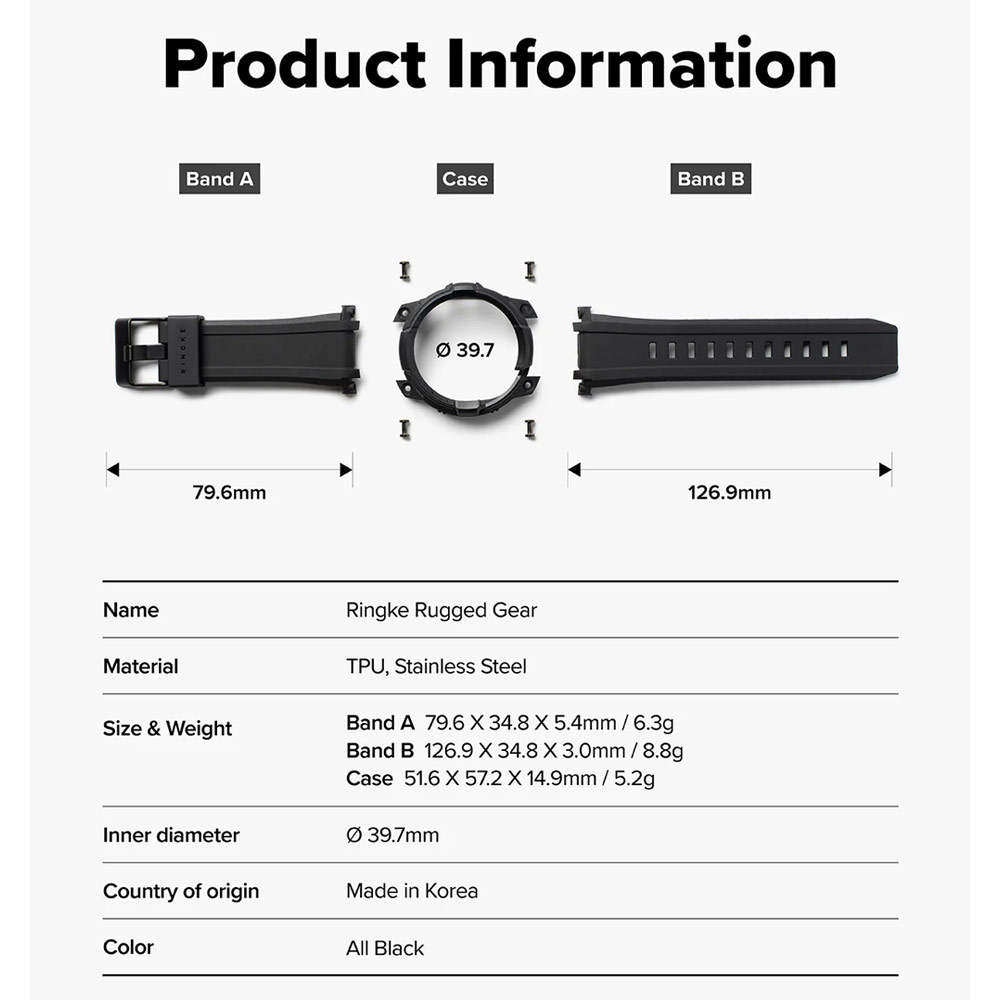 Picture of Samsung Galaxy Watch 8 Classic 46mm Case | Ringke Case and Band Strap Rugged Gear for Samsung Galaxy Watch 8 Classic 46mm (All Black)