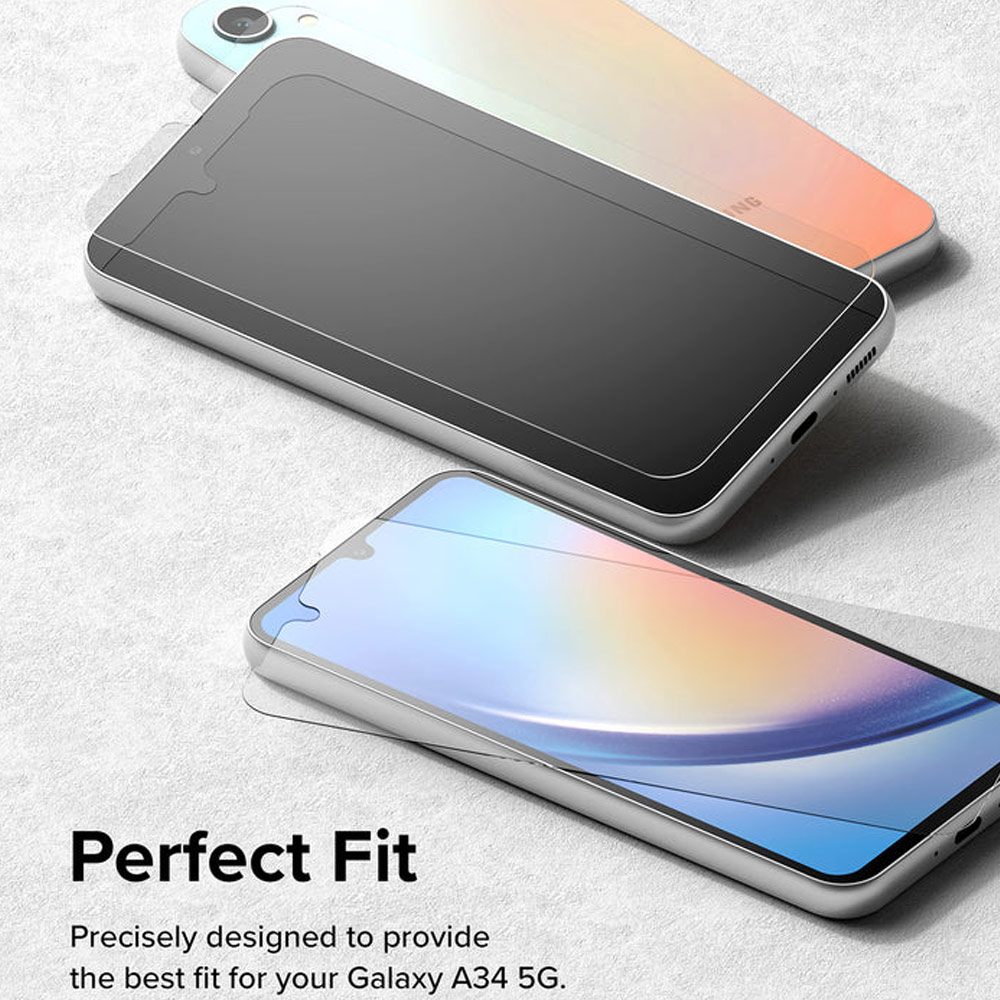 Picture of Samsung Galaxy A34 5G | Ringke Full Adhesive Full Cover Tempered Glass with Easy Installation Helper Tool for Samsung Galaxy A34 5G (Clear 2pcs)