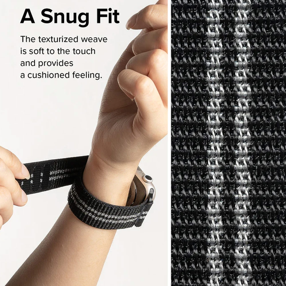 Picture of Apple Watch 38mm  | Ringke Sports Air Loop Breathable Woven Nylon Soft Weave Strap for Apple Watch Series 4 5 6 8 9 41mm 40mm 38mm (Black)