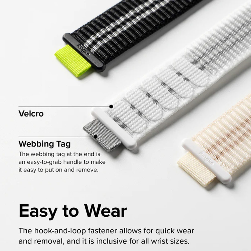 Picture of Apple Watch 38mm  | Ringke Sports Air Loop Breathable Woven Nylon Soft Weave Strap for Apple Watch Series 4 5 6 8 9 41mm 40mm 38mm (Black)