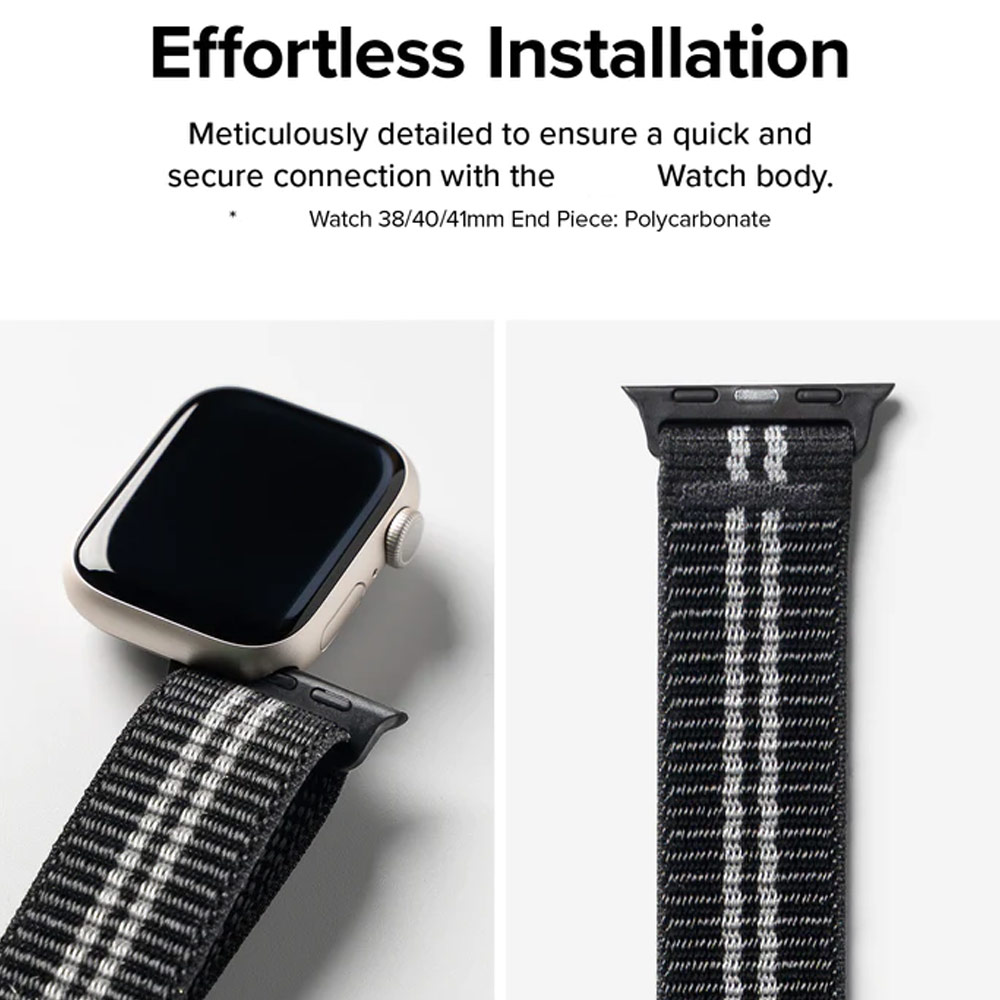 Picture of Apple Watch 38mm  | Ringke Sports Air Loop Breathable Woven Nylon Soft Weave Strap for Apple Watch Series 4 5 6 8 9 41mm 40mm 38mm (Black)