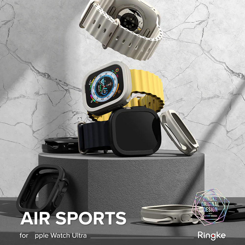 Picture of Apple Watch 49mm	Ultra Case | Ringke Air Sports Soft Bumper Case for Apple Watch Series 8 49mm Ultra Case (Black)