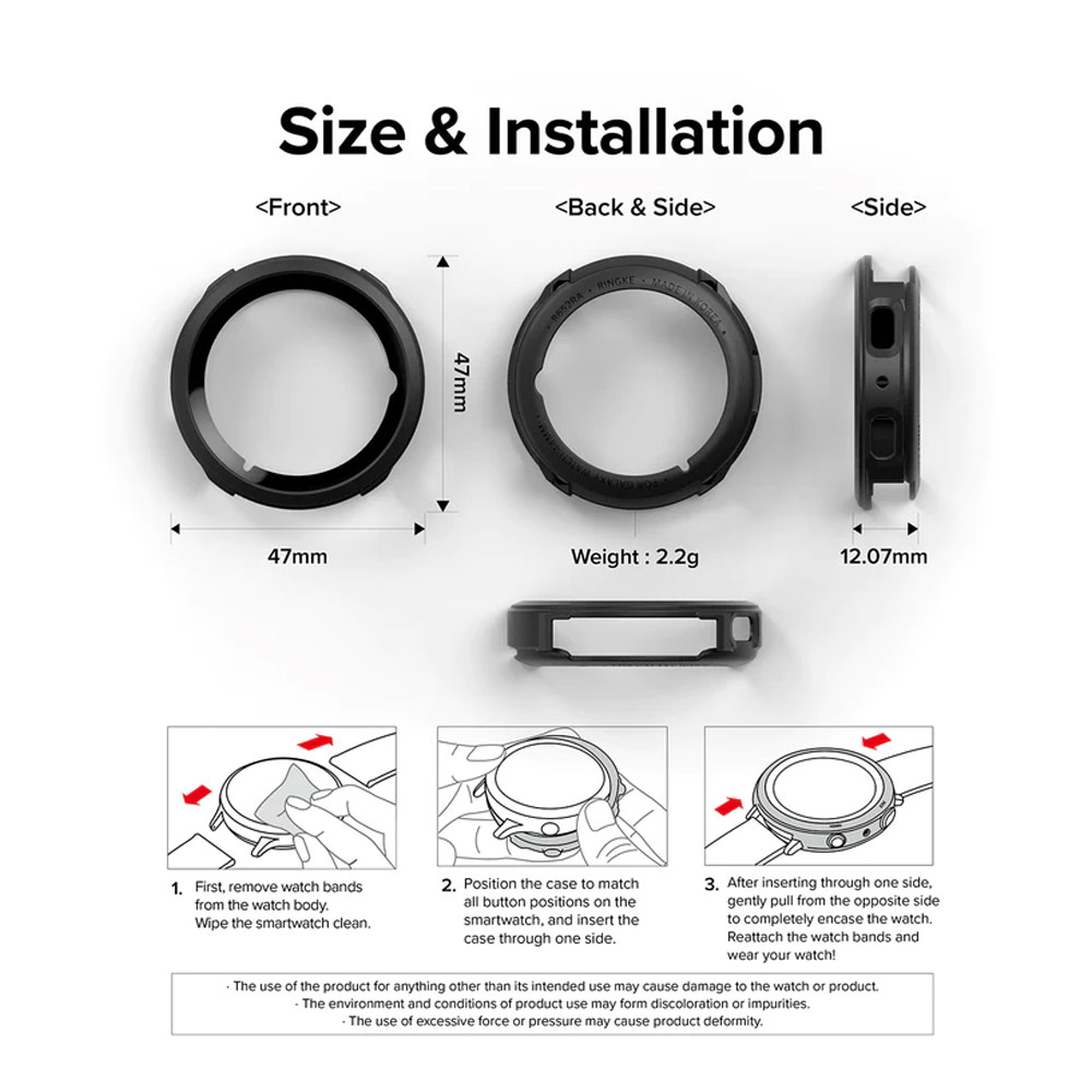 Picture of Samsung Galaxy Watch 5 44mm Case | Ringke Air Sports Flexible TPU Material Protection Case for Samsung Galaxy Watch 5 Series 44mm (Black)