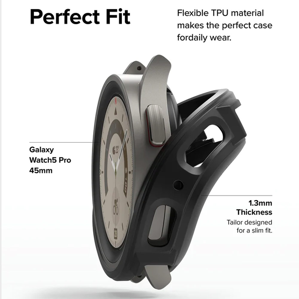 Picture of Samsung Galaxy Watch 5 Pro 45mm Case | Ringke Air Sports Flexible TPU Material Protection Case for Samsung Galaxy Watch 5 Pro Series 45mm (Black)