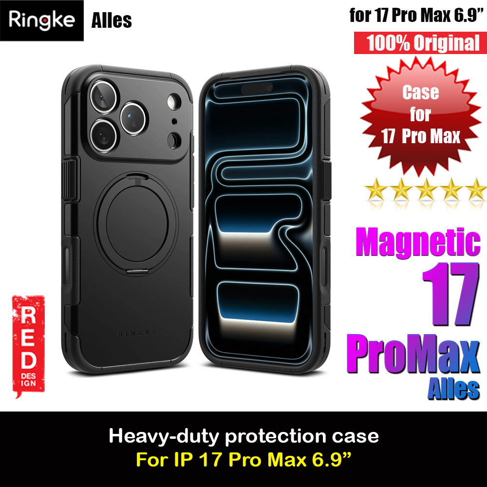 Picture of Ringke Alles Magnetic Compatible Heavy Duty Drop Protection Case with Kickstand and Camera Control button cover  for iPhone 17 Pro Max 6.9 (Black) Apple iPhone 17 Pro Max 6.9- Apple iPhone 17 Pro Max 6.9 Cases, Apple iPhone 17 Pro Max 6.9 Covers, iPad Cases and a wide selection of Apple iPhone 17 Pro Max 6.9 Accessories in Malaysia, Sabah, Sarawak and Singapore 