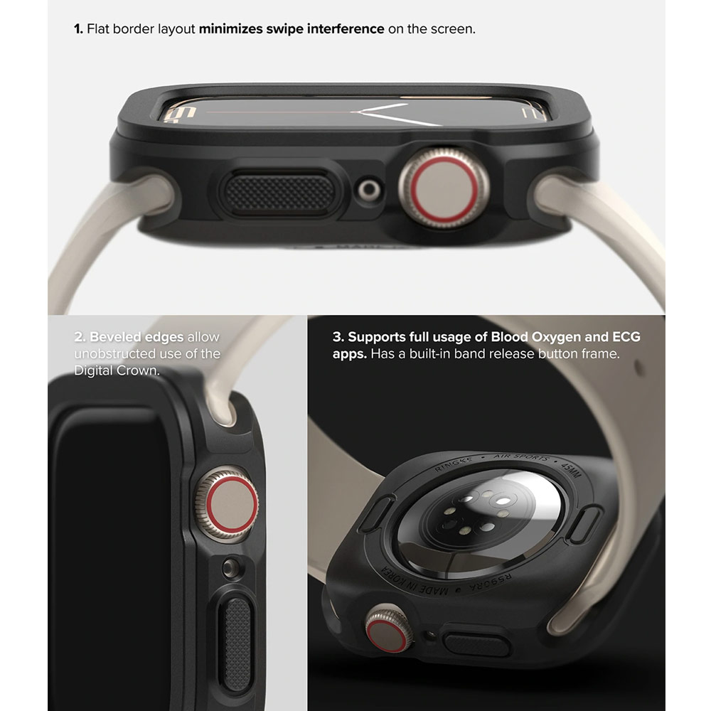 Picture of Apple Watch 40mm Case | Ringke Air Sports Soft Bumper Case for Apple Watch Series 7 8 9 41mm Series SE 6 5 4 41mm 40mm Case (Dark Green)