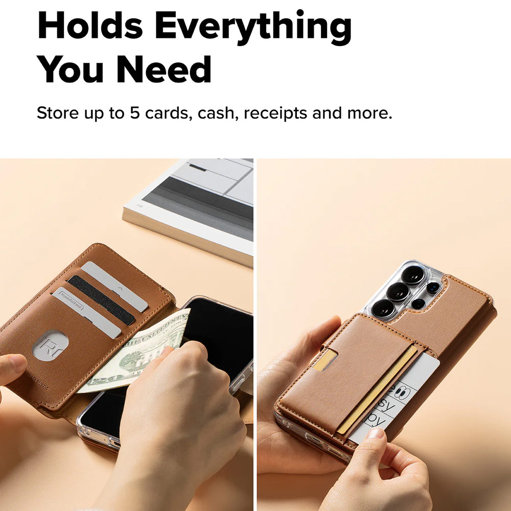 Picture of Samsung Galaxy S26 Ultra  | Ringke Folio Grip Wallet Magnetic Flip Cover Card Holder for Samsung Galaxy S26 Ultra (Brown)