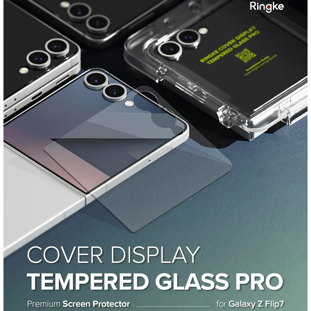 Picture of Samsung Galaxy Z Flip 7 Screen Protector | Ringke Screen Protector Cover Display Easy Slide Tempered Glass for Samsung Galaxy Z Flip 7 (2pcs Pack)