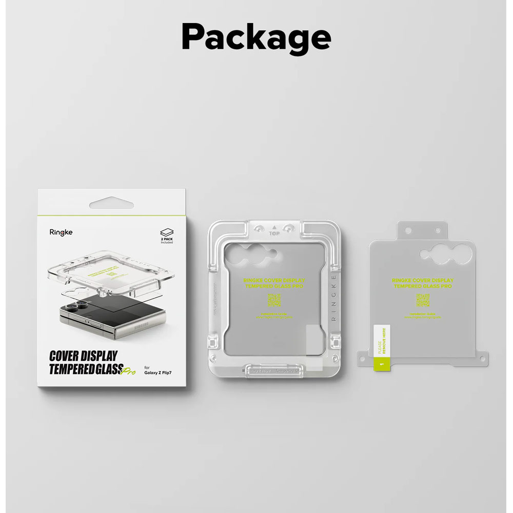 Picture of Samsung Galaxy Z Flip 7 Screen Protector | Ringke Screen Protector Cover Display Easy Slide Tempered Glass for Samsung Galaxy Z Flip 7 (2pcs Pack)