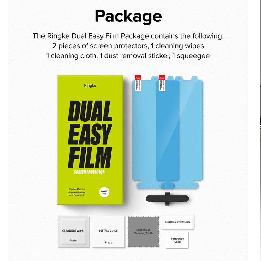 Picture of Google Pixel 7 Screen Protector | Ringke Dual Easy Film Transparent PET Film Soft Screen Protector with Installation Jig for Google Pixel 7 (Clear 2pcs Pack)