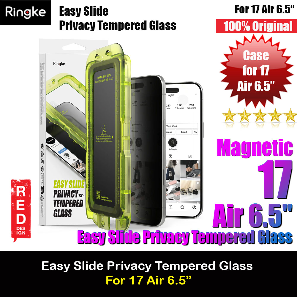 Picture of Ringke Easy Slide Privacy Tempered Glass Screen Protector for iPhone 17 Air 6.5  (Privacy) 2pcs Apple iPhone Air 6.5- Apple iPhone Air 6.5 Cases, Apple iPhone Air 6.5 Covers, iPad Cases and a wide selection of Apple iPhone Air 6.5 Accessories in Malaysia, Sabah, Sarawak and Singapore 
