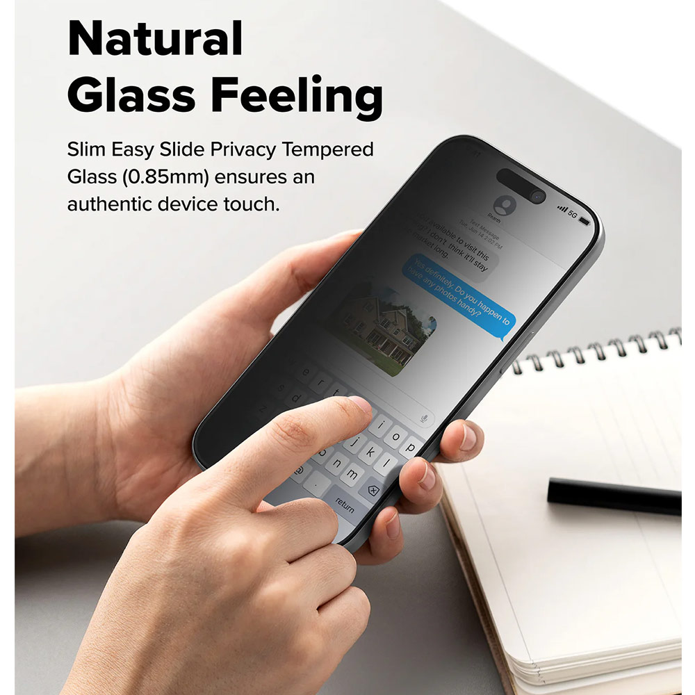 Picture of Apple iPhone 17 Pro 6.3 Screen Protector | Ringke Easy Slide Privacy Tempered Glass Screen Protector for iPhone 17 Pro 6.3  (Privacy) 2pcs