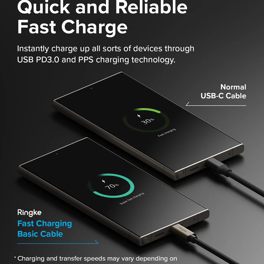 Picture of Ringke 60W PD3.0 480Mbps Fast Charge Charging Basic Cable USB C to USB C (Grey 200cm)