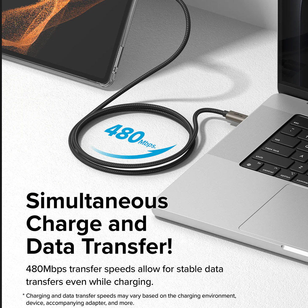 Picture of Ringke 60W PD3.0 480Mbps Fast Charge Charging Basic Cable USB C to USB C (Grey 200cm)