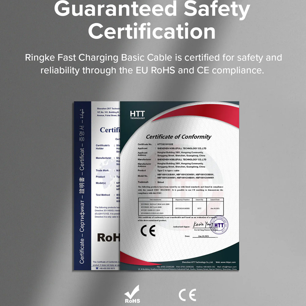 Picture of Ringke 60W PD3.0 480Mbps Fast Charge Charging Basic Cable USB C to USB C (Grey 200cm)