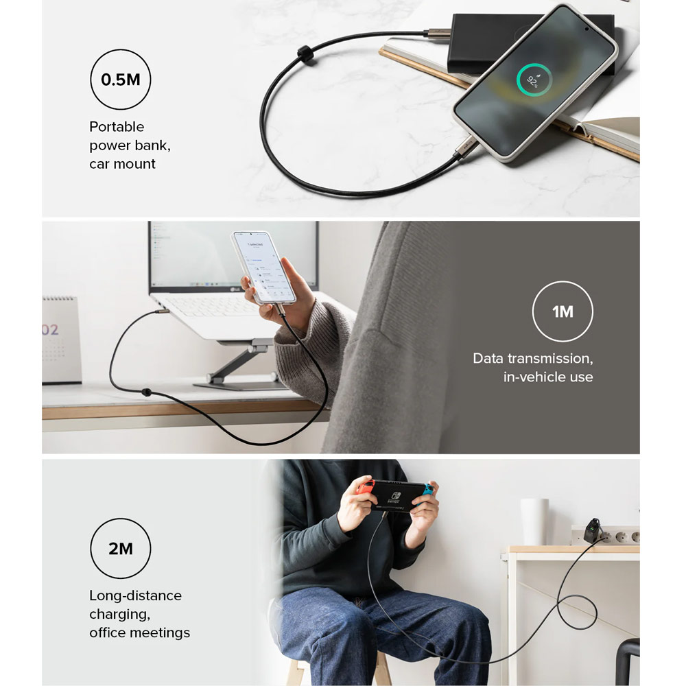 Picture of Ringke 60W PD3.0 480Mbps Fast Charge Charging Basic Cable USB C to USB C (Grey 200cm)