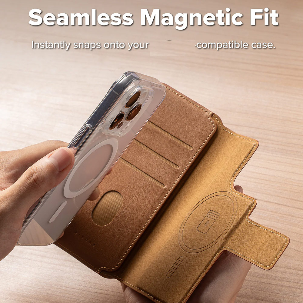 Picture of Apple iPhone 15 6.1  | Ringke Folio Grip Wallet Magnetic Flip Cover Card Holder for iPhone 16 Pro iPhone 16  (Brown)