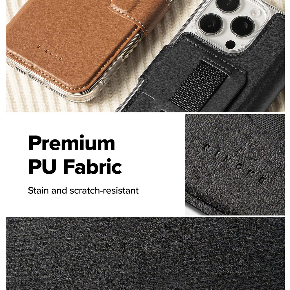 Picture of Apple iPhone 15 Plus 6.7  | Ringke Folio Grip Wallet Magnetic Flip Cover Card Holder for iPhone 16 Pro Max iPhone 16 Plus (Black)
