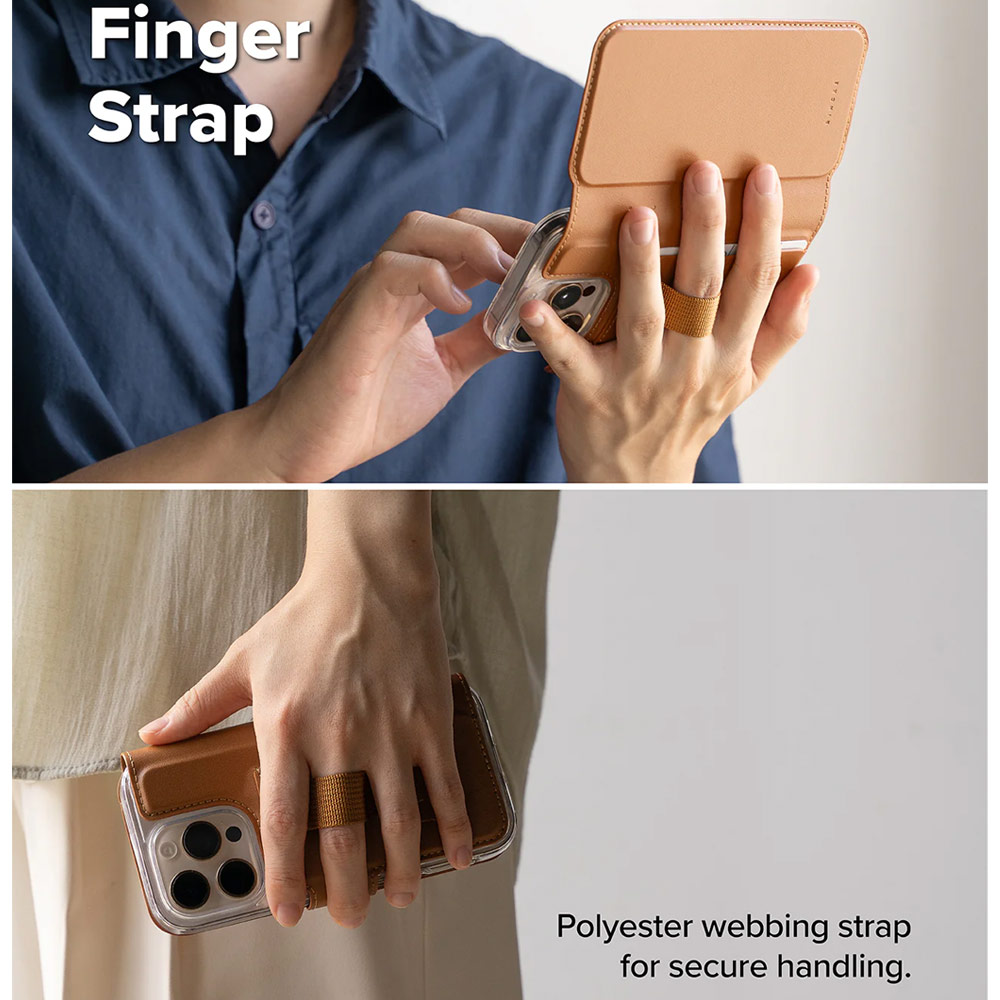 Picture of Apple iPhone 15 Plus 6.7  | Ringke Folio Grip Wallet Magnetic Flip Cover Card Holder for iPhone 16 Pro Max iPhone 16 Plus (Brown)