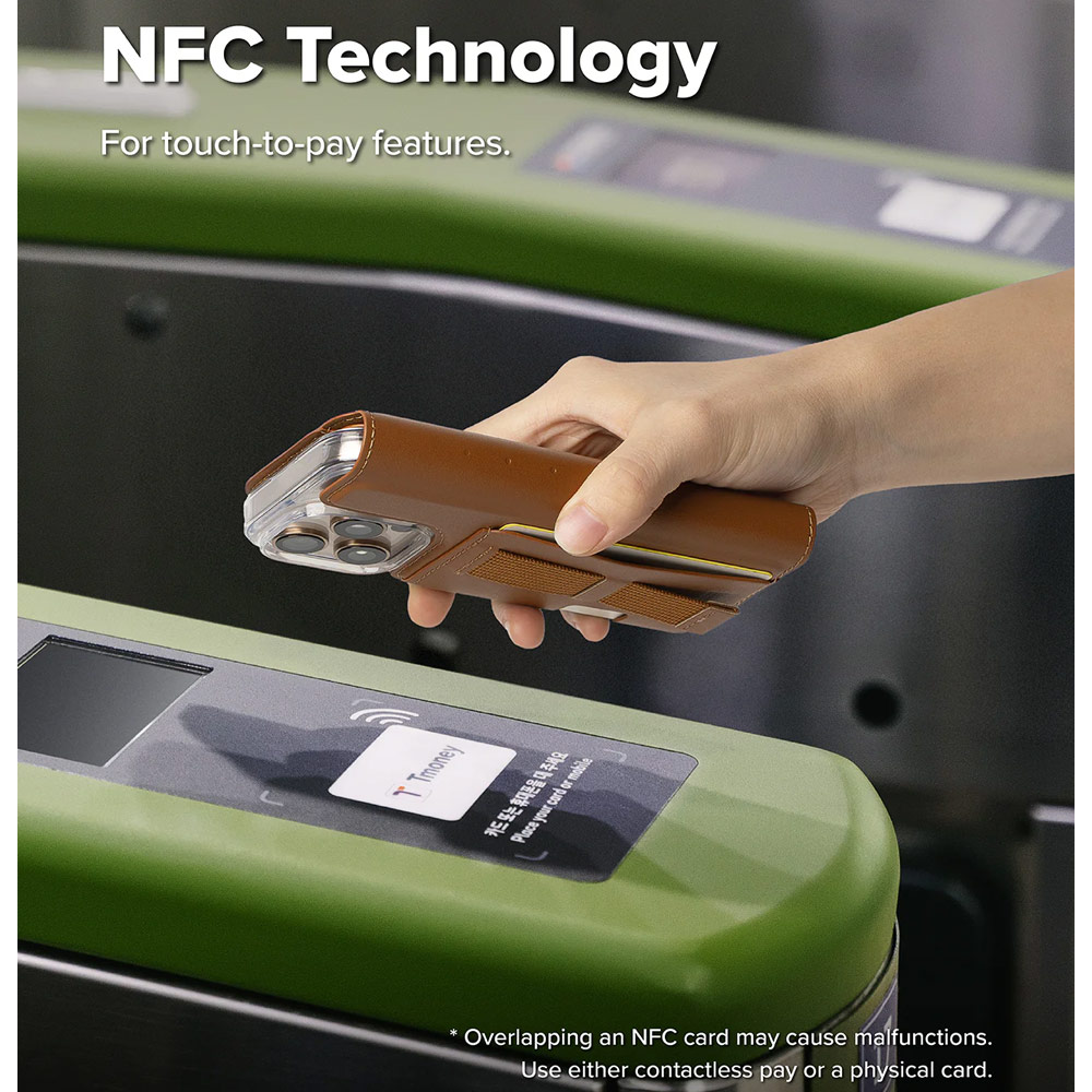 Picture of Apple iPhone 15 Plus 6.7  | Ringke Folio Grip Wallet Magnetic Flip Cover Card Holder for iPhone 16 Pro Max iPhone 16 Plus (Brown)